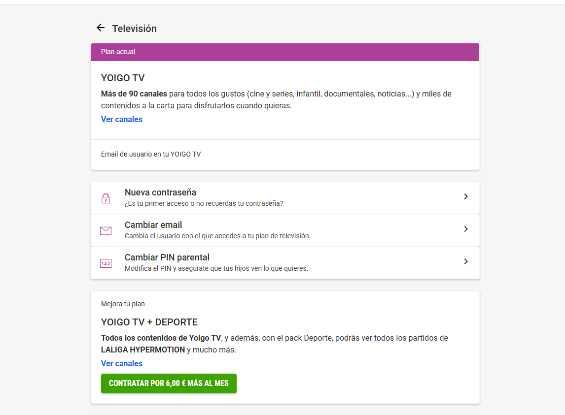 cambiar contraseña  yoigo tv 1