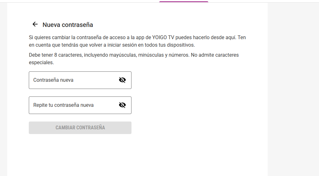 cambiar contraseña  yoigo tv 2