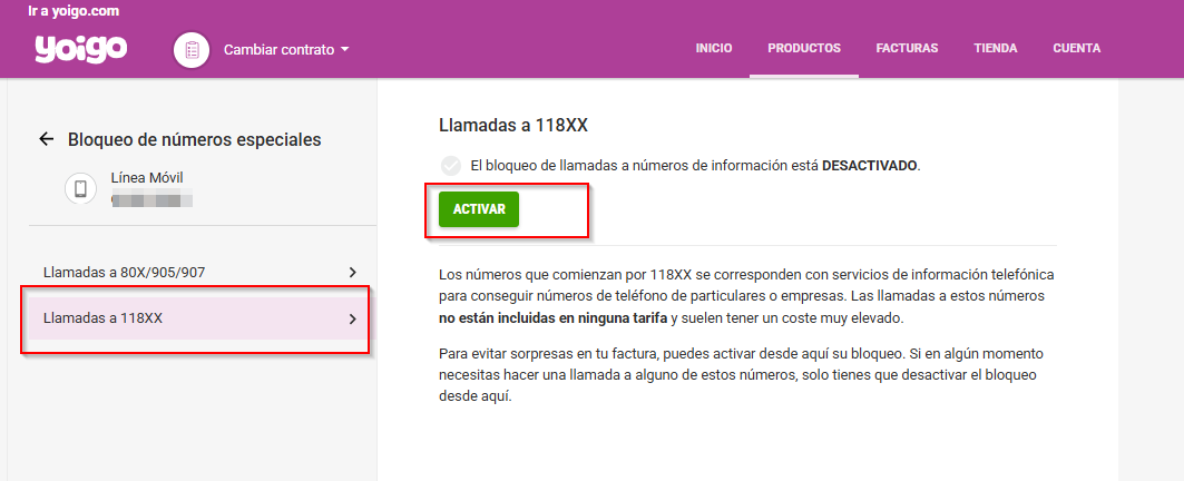 bloqueo de numeros de informacion 118x