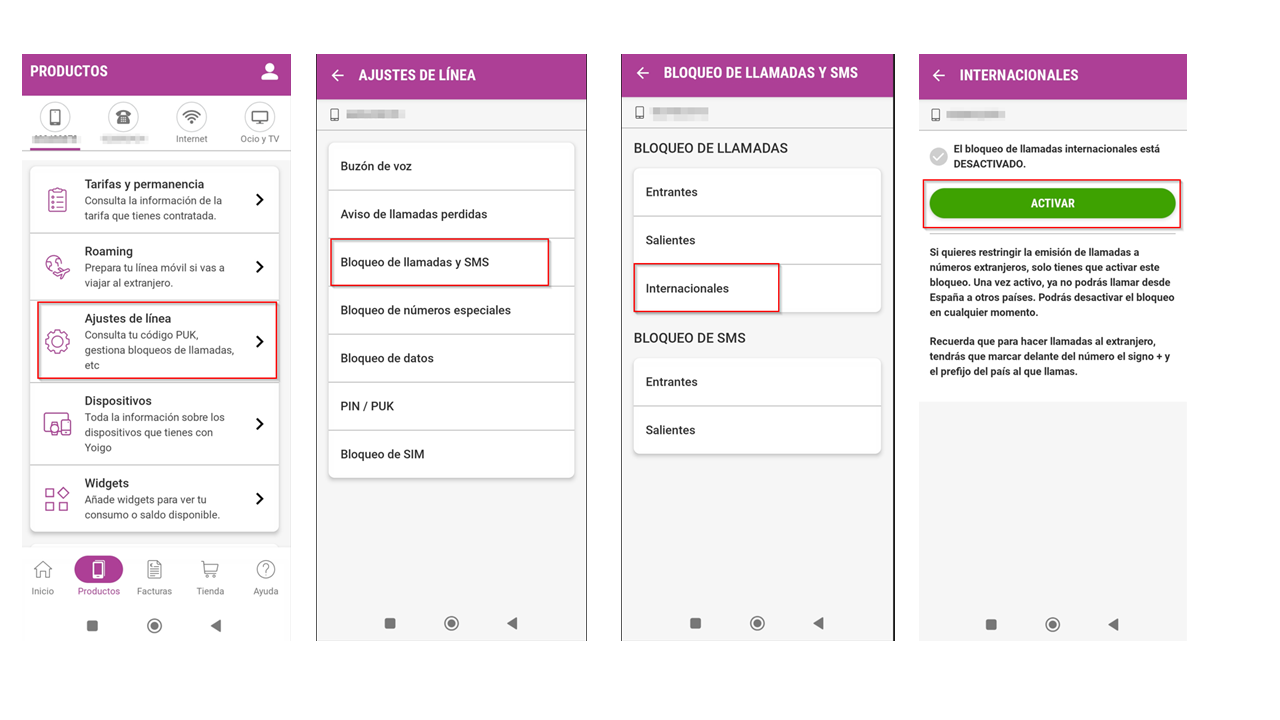 bloqueo llamadas internacionales eusk