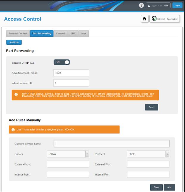 aBRIR PUERTOS ESPECIFICOS SAGECOM FAST
